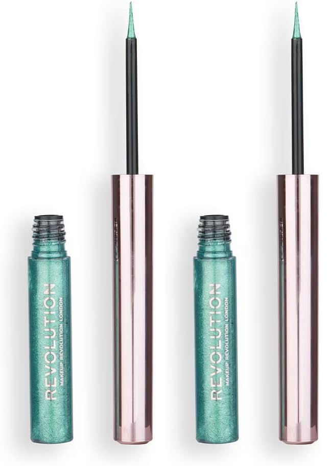 Image of Makeup Revolution Ultimate Lights Chromatic Liner Teal Bling Toned liner with Gloss & Fragrance (Pack of 2)