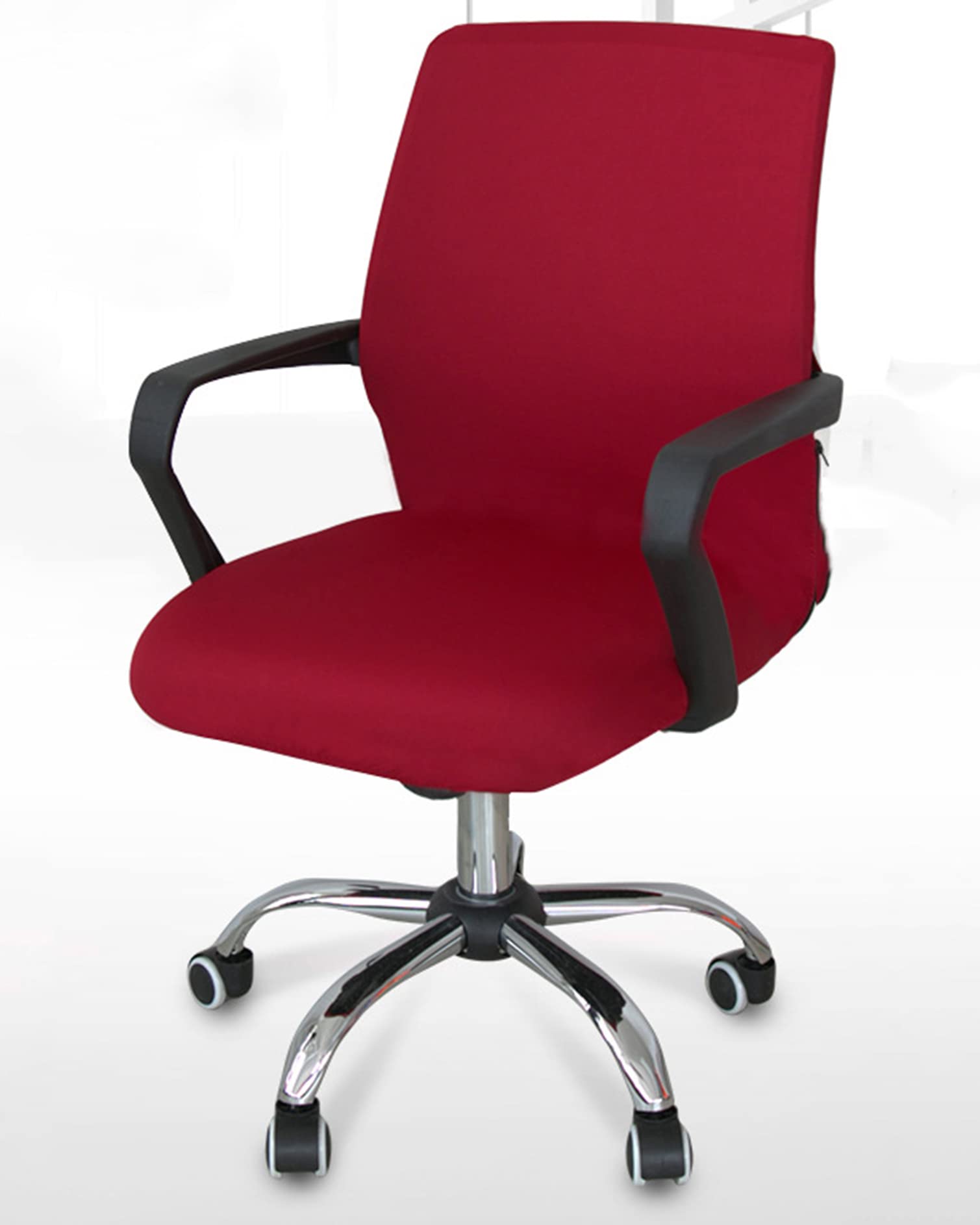 GUYIRT Universal Office Chair Cover Stretch Computer Chair Slipcover with Durable Zipper Rotating Chair Slipcovers Home Bar Wedding Party Decor -red-Small
