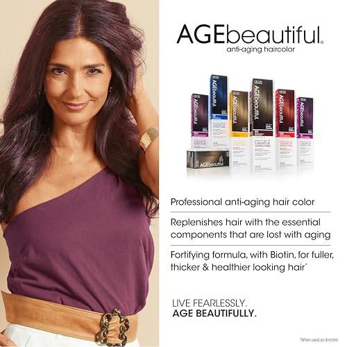 Image of AGE beautiful Permanent Hair Color Cream, Warm & Rich Shades, 100% Gray Coverage Hair Dye with Biotin Anti-Aging Formula for Fuller, Thicker Hair, Professional Salon Quality