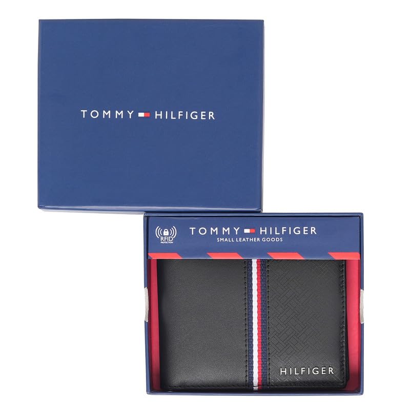 Image of Tommy Hilfiger Men's Leather Wallet Zadar | 8 Card Slots | Slimfold | Black