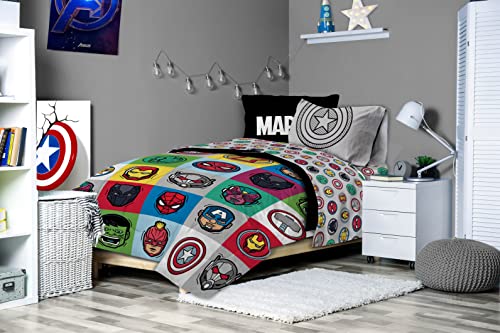 Image of Marvel Avengers Full Size Comforter Set 7 Piece Kids Bedding, Multi | Iron Man Hulk Captain America Thor, Comforter Sheets Shams Pillowcases, Soft Microfiber, Machine Washable, Boys Gift