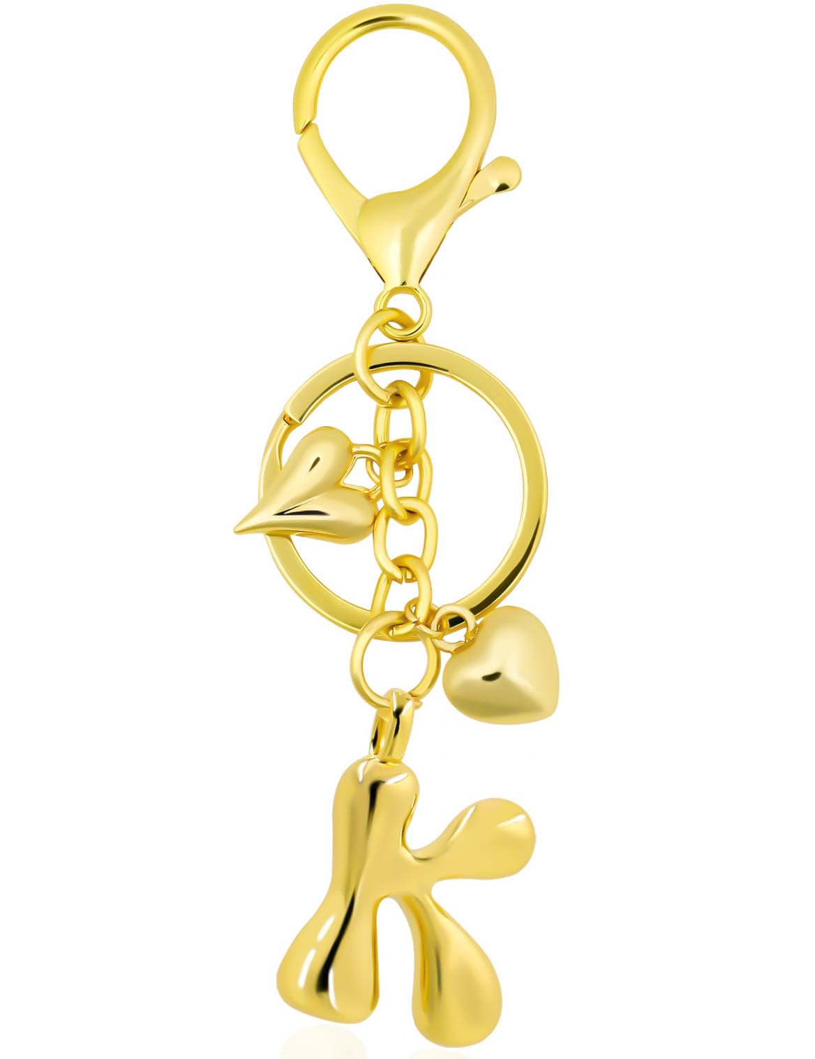 UniCrena Gold Initial Letter Keychain for Women, Cute Bubble Heart Bag Charms Purse Handbag Accessories Gifts