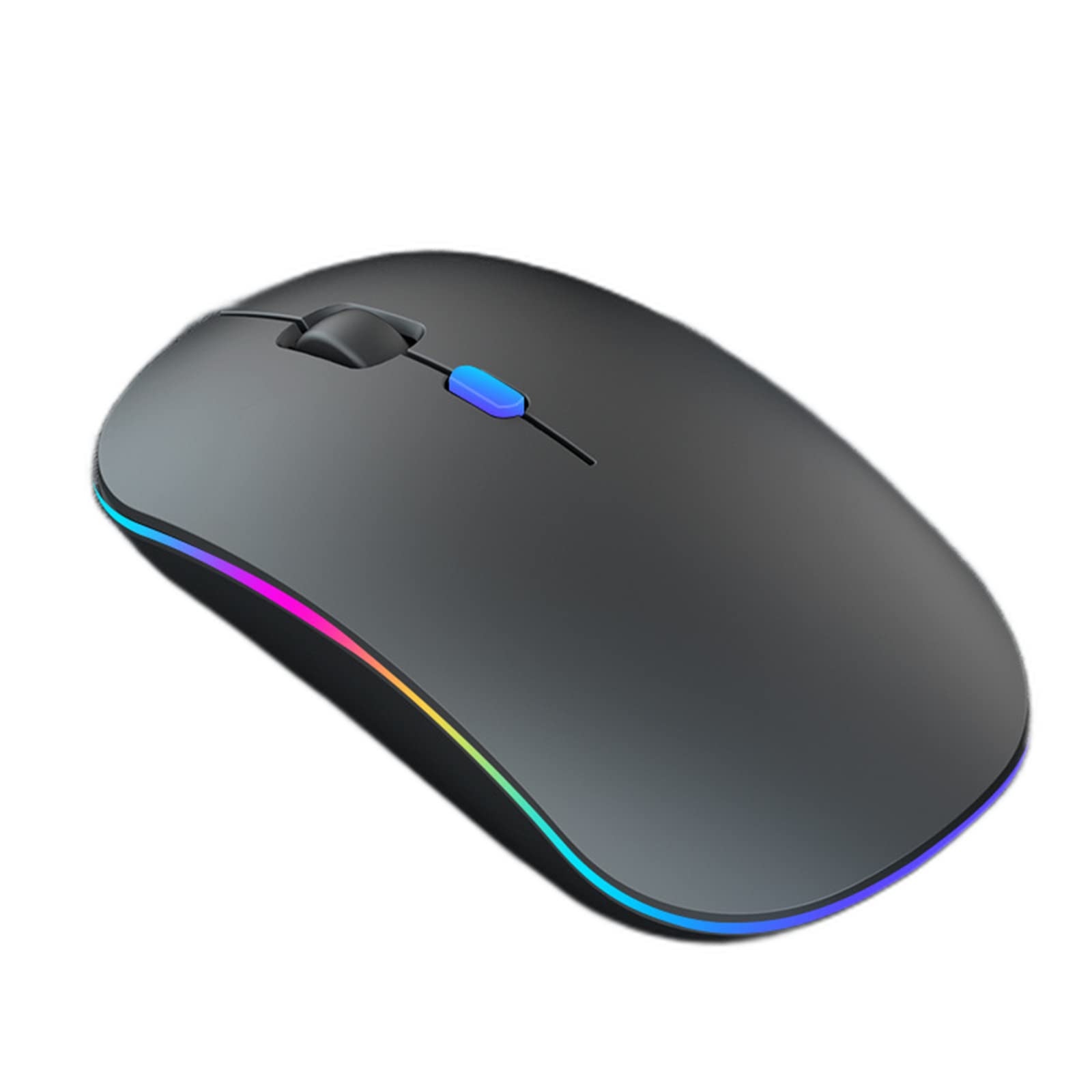 JUSHZ Souris sans Fil Ergonomique Gamer Bluetooth Gaming Rechargeable 2,4 GHz Brancher Et Utiliser Suivi Optique Roues en Caoutchouc Antidérapantes Intégrées (108x50x20mm,Black)