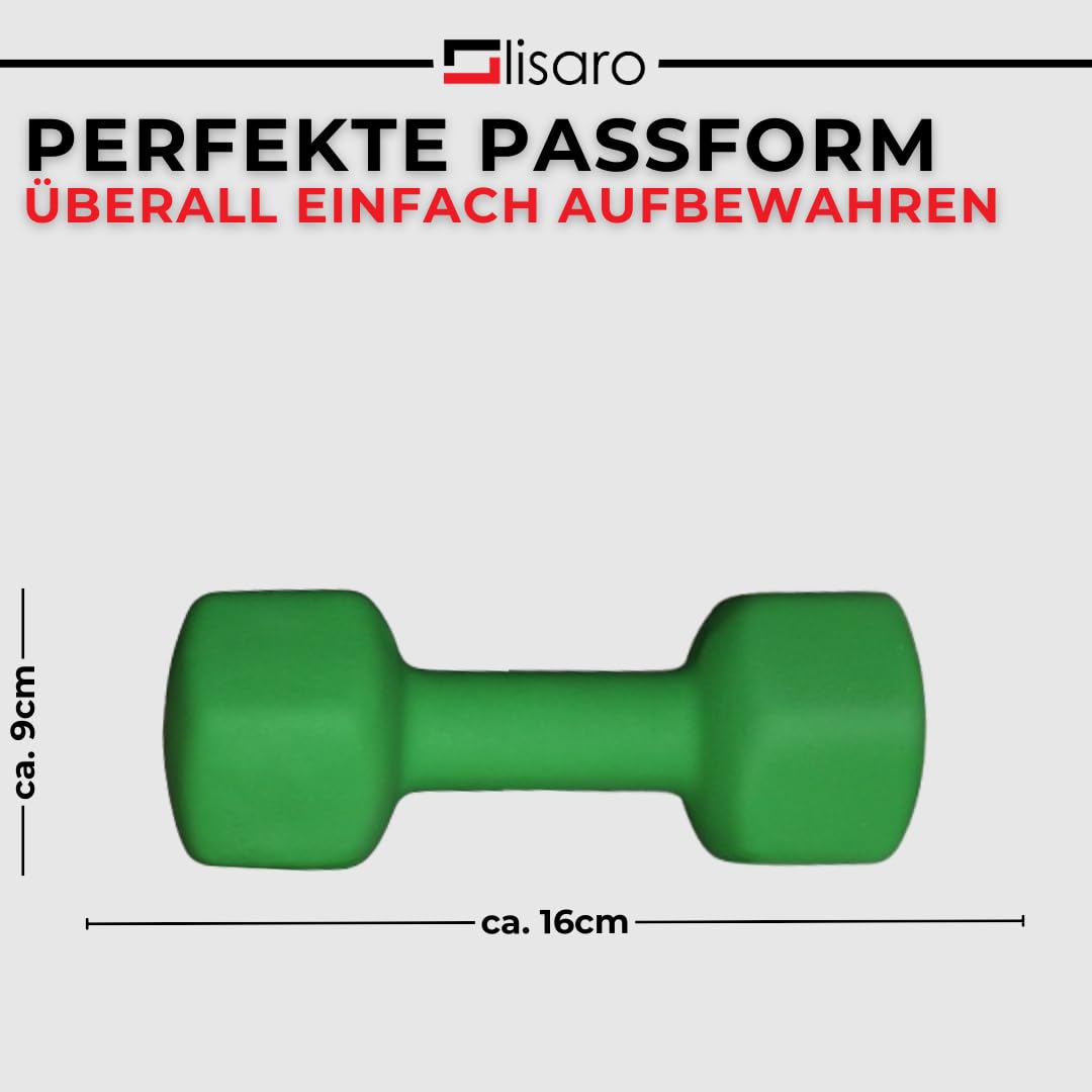 Lisaro Neopren Hantel | Profi Kurzhanteln 0,5-10 kg | Hexagon Hanteln - Fitness Gewichte für Frauen & Männer - Schweißresistent & Bodenfreundlich - Ideal für Home Gym & Studio
