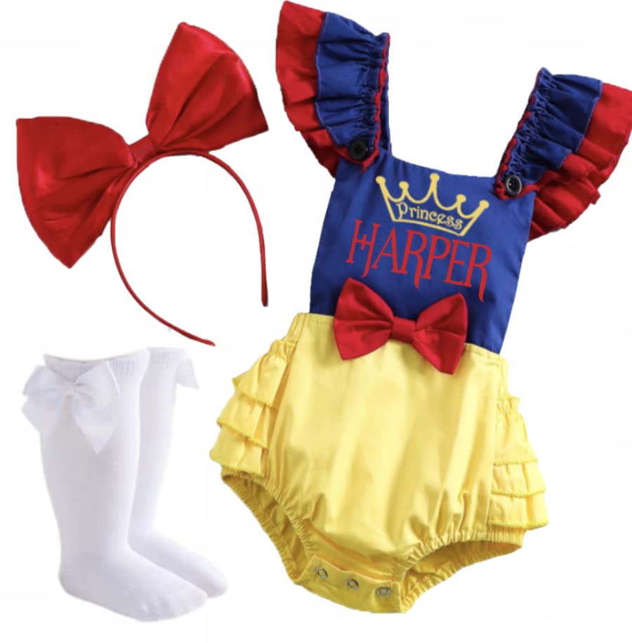 Baby Birthday Costumes Princess Dress Customized Romper Baby girl Birthday Dress (Snow Name Print)