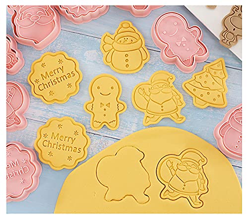 Lot De 8 Emporte-pièces Noël 3D – Moules à Biscuits Père Noël, Bonhomme De Neige, Sapin, Flocon, Renne, Etc.