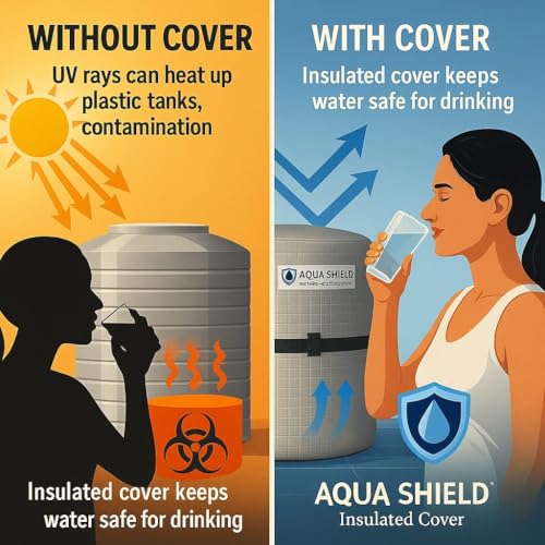 Image of 750 Litre Aqua Shield Insulated Water Tank Cover | Dual-Layer Thermal Protection | Keeps Water Cool in Summer & Warm in Winter | Prevents Algae, UV Damage & Dirt | Fits 750L Plastic Tanks