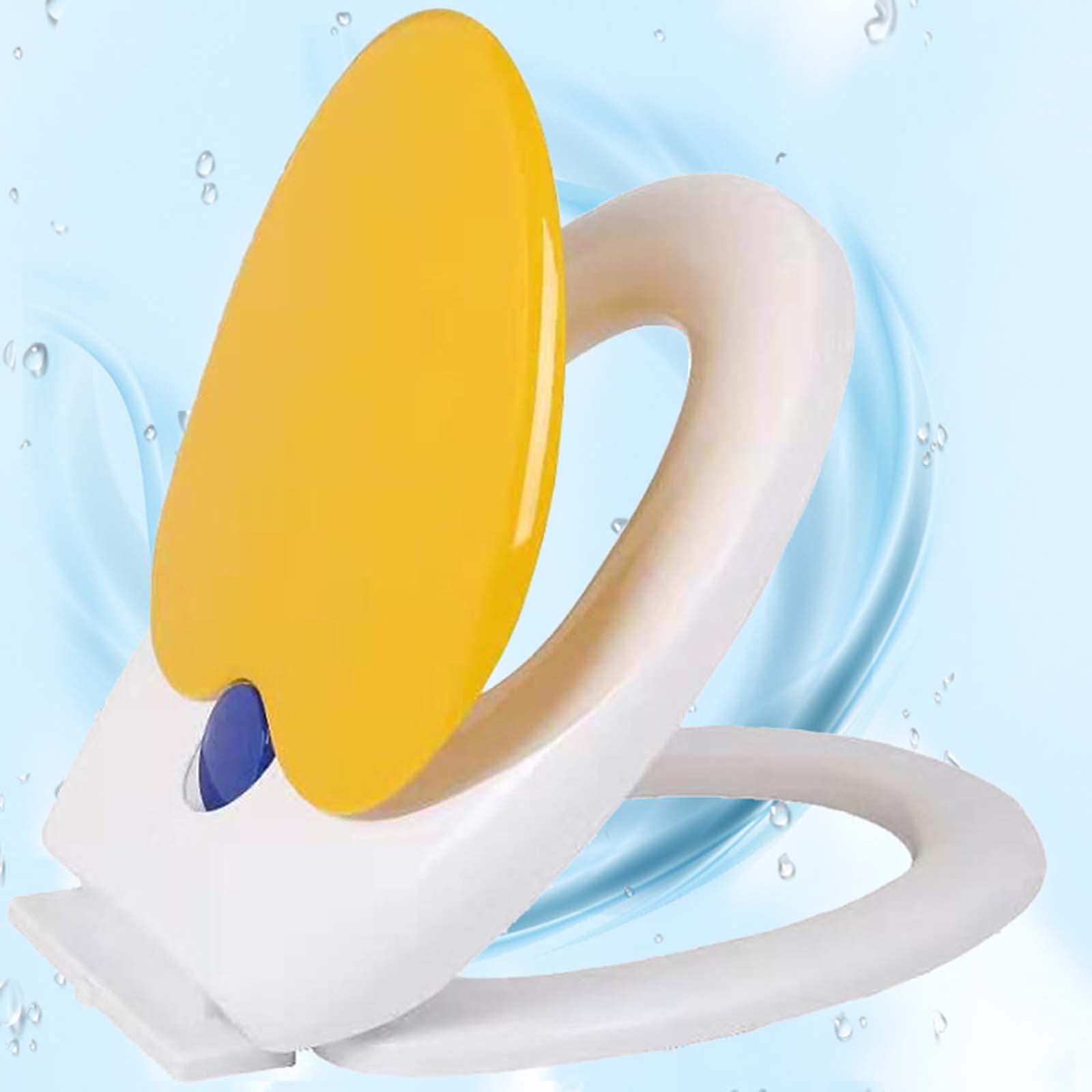 Sedile WC colorato con seggiolino per bambini integrato, sedile WC spesso, sedile WC a chiusura rallentata, materiale PP, installazione inferiore, facile da installare e pulire/giallo/allungato-V