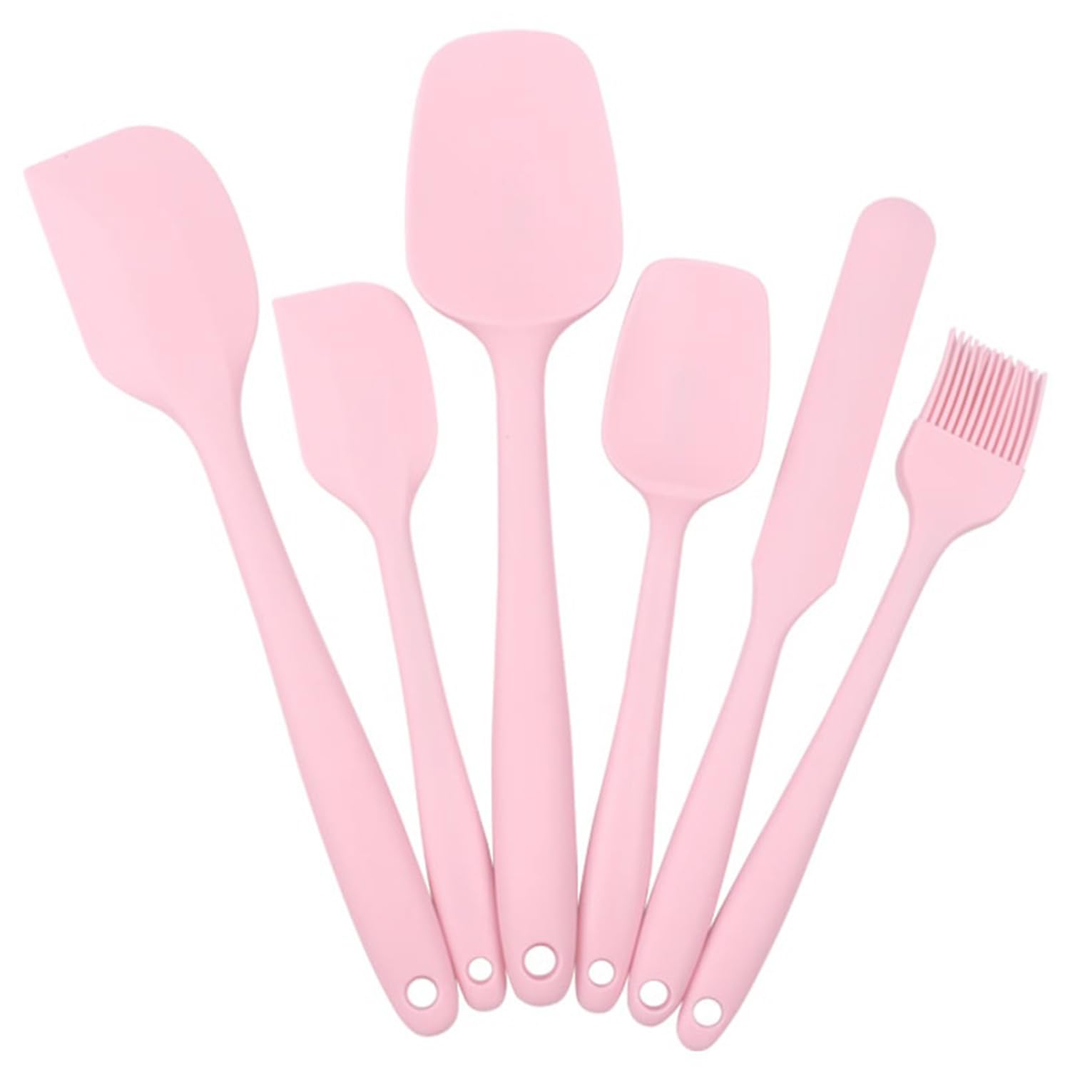 6PCS Silicone Spatula Set, Food Grade Heat Resistant Rubber Spatulas Set, BPA-Free, Kitchen Utensils Set for Cooking Baking and Mixing, Dishwasher Safe for Nonstick Cookware, Pink