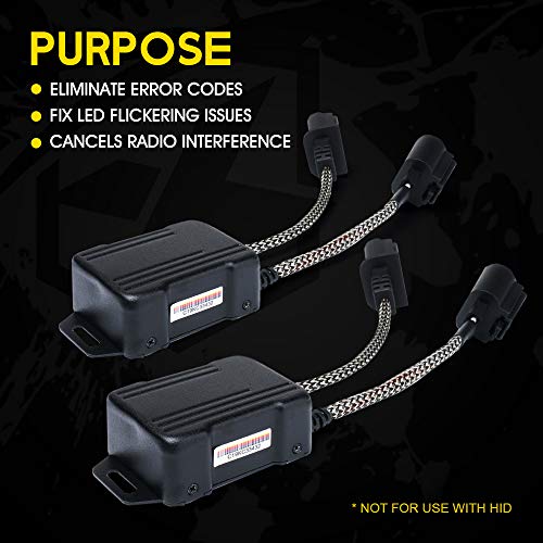 Xprite H13/9008 LED Canbus Decoder Anti Flicker Harness Error Free Resistor Capacitor for LED Headlight Bulbs, Pack of 2 by Xprite - Image 2
