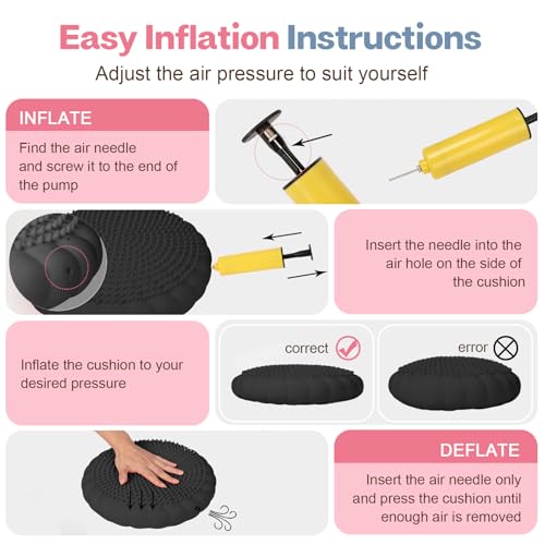 Image of kisnbld Wobble Cushion, Extra Thick Wiggle Seat for Sensory Kids, Non-slip Balance Disc with Inflation Pump for Adults Core Strength, Posture Improvement & Physical Therapy (13.5in /34cm)