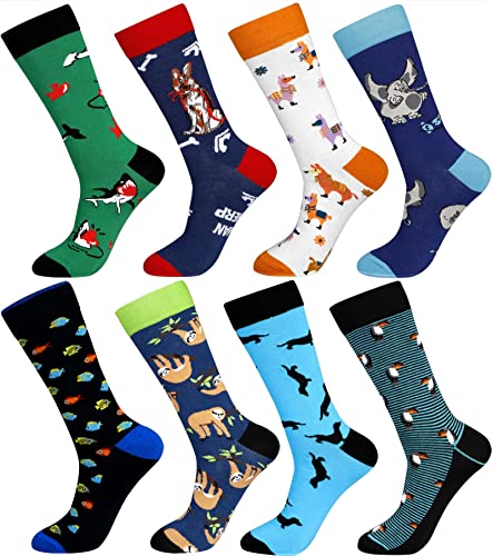 xiaomaizi Men's Funny and Colorful Patterned Dress Socks for Men Fun and Crazy Casual Crew Socks Size 7-13