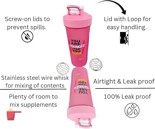 Miniatura 4 de Magiko - Botellas mezcladoras para proteínas, botella de agua portátil de 28 onzas, a prueba de fugas, para antes del entrenamiento, sin BPA,