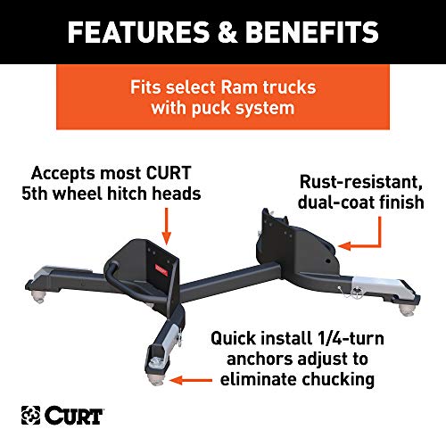 Curt 16021 Replacement Ram 2500, 3500 Puck System 5Th Wheel Legs, 25,000 Lbs, Hitch Head Required #TOP2