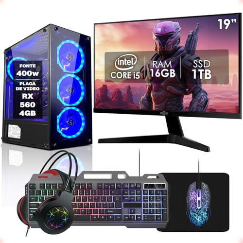 PC Gamer Completo Intel Core i5 16GB SSD 1TB Radeon RX 560 4GB