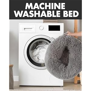 Calming-Donut-Bed-for-Dogs-and-Cats-Ultra-Soft-Circle-Bed-Cozy-Waterproof-Zipper-Cover-23-in-Bed-Small-Dog-Bed-Gray - Cucciolini Doodles   Calming-Donut-Bed-for-Dogs-and-Cats-Ultra-Soft-Circle-Bed-Cozy-Waterproof-Zipper-Cover-23-in-Bed-Small-Dog-Bed-Gray