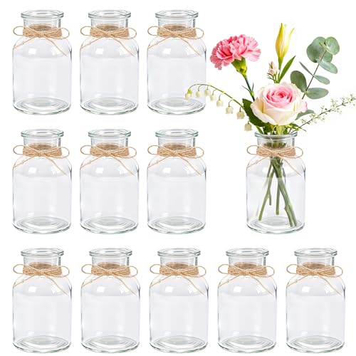 BTSD-home 12 Stück Blumenvase Kleine Vasen für Tischdeko 125ml Glasvase Ideal für Hochzeitsdeko Party Home Deko