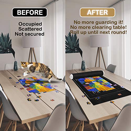 LOVEETA Puzzle Mat Jigsaw Roll Up - Puzzle Saver Storage Mats for 1500 Pieces Large Puzzle Keeper No Glue Jigsaw Puzzle Board Portable Thicker Felt Mat