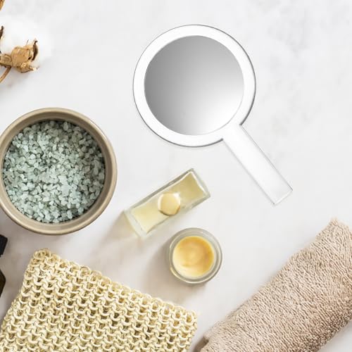 Espejo de maquillaje portátil de acrílico doble cara miniatura 4