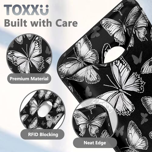 Image of Cute Butterfly Magnetic Wallet for Magsafe Compatible with iPhone 17 /16 /15 /14 /13 /12 Series Pro Max Plus (Black Magnet Card Holder for Women) (Fit 3 Cards Lether Phone Mag Safe Wallets)
