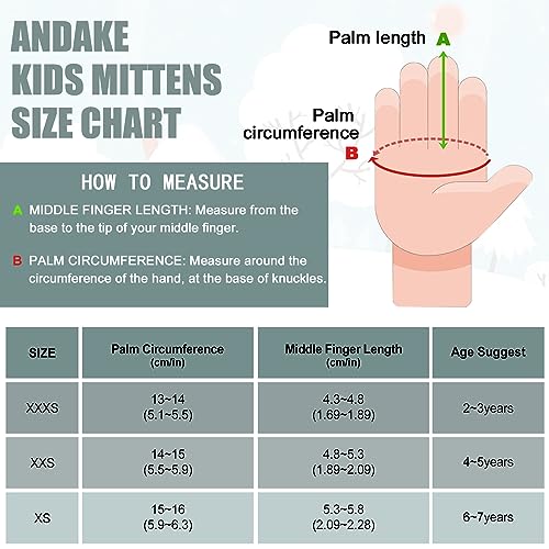 Andake Kids Ski Gloves 2-7 age Waterproof Winter Snow Gloves Warm for Girls Boys Children Gift - Image 3