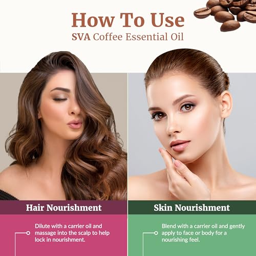 Image of SVA Coffee Essential Oil 1 Fl Oz - for Diffuser, Skin & Hair Care - Ideal for Massage & DIY Blends - with Dropper