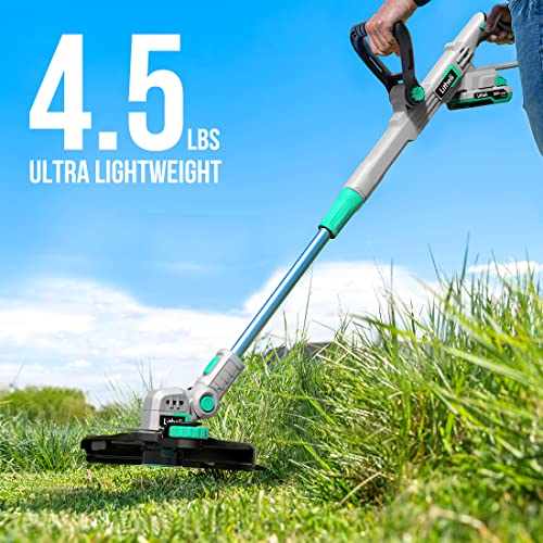 Litheli 20V Cordless String Trimmer 12-Inch 2-In-1 Weed Wacker And Edger With Wheeled Base, Auto Line Feed, 2.0Ah Battery And Charger Included For Lawn Trimming And Edging #TOP4