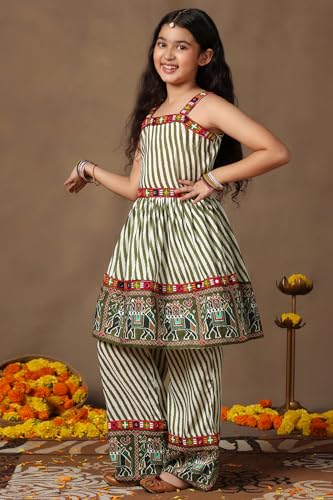 Image of Fashion Dream Girls Cotton Blend Printed Crop Top and Dhoti Set |Kids Ethnic Set |Suit for girls