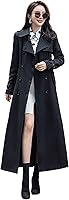 ebossy Women's Double Breasted Slim Fit Maxi Long Trench Coat - Elegant Full Length Duster Overcoat