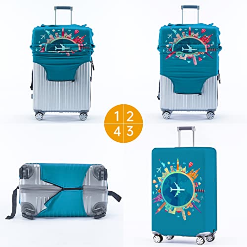 Travelkin Luggage Covers For Suitcase Tsa Approved,Suitcase Cover Protector Fit 18-32 Inch Luggage (Dreaming Blue, M) - Thumbnail 7