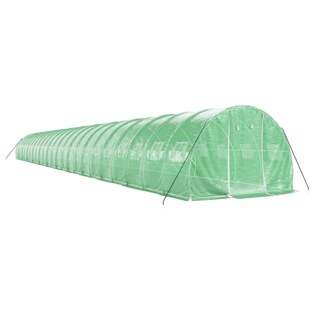 Homgoday Invernadero con Estructura de Acero Verde 72 m² 24x3x2 m, Invernadero Caseta Jardín Terraza Plantas Semilla Cultivo Huerto Verduras Cubierta Casero
