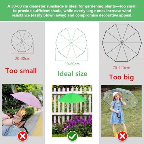 Tryly 3Pcs Plant Umbrellas for Outdoor Plants,Garden Umbrella Shade for Potted Plants and Garden Beds,Provide Shade to Defend Plants From Blazing Sun (1Yellow 1Pink 1Blue)
