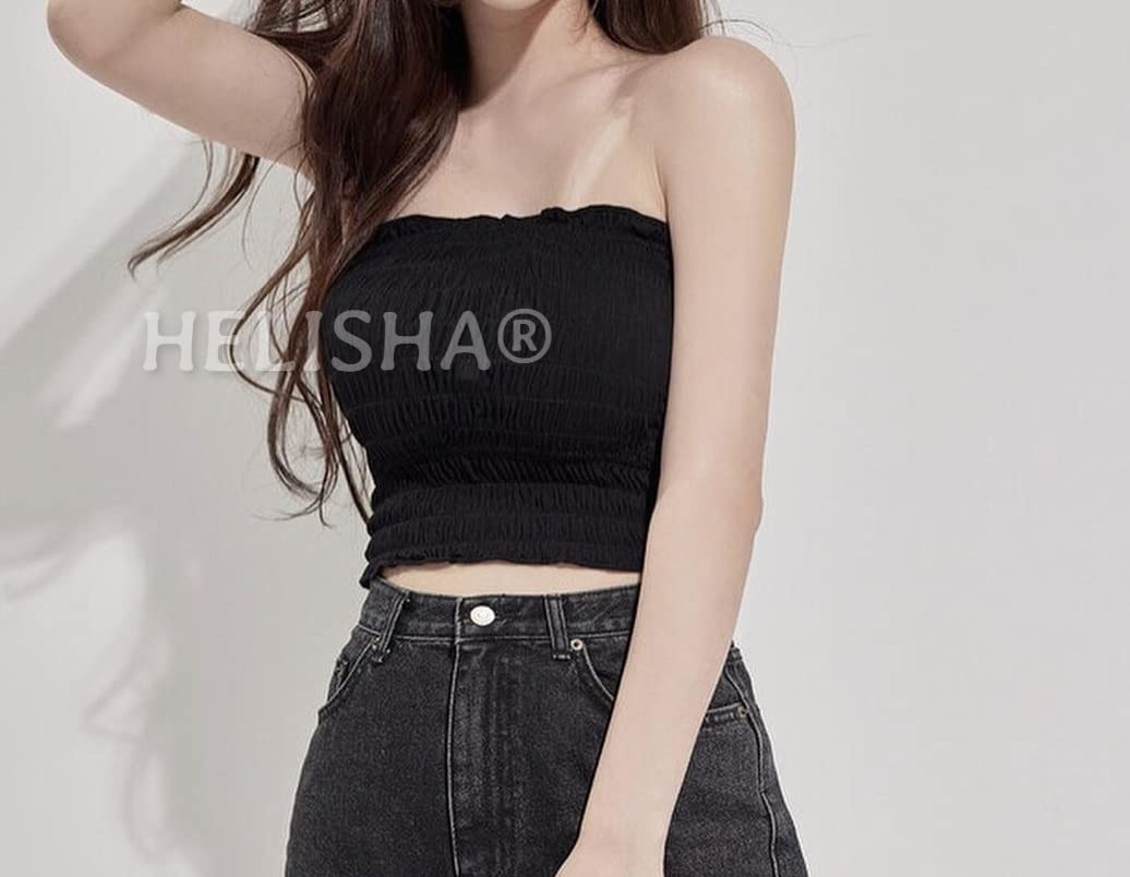 HELISHA Women's Cotton & Girl's Regular Wear Slim Fit Padded Crush Camisole Top (Removable Pads) Free-Size (26-34 Bust-Size, Black) 4