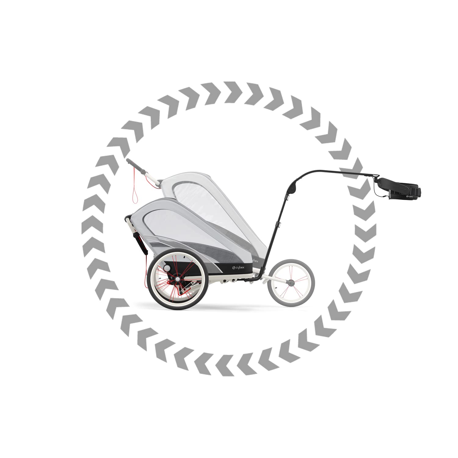 Cybex Hands-free Running Kit für Multisport-Anhänger ZENO, Inkl. Zugstange und Hüftgurt, Schwarz