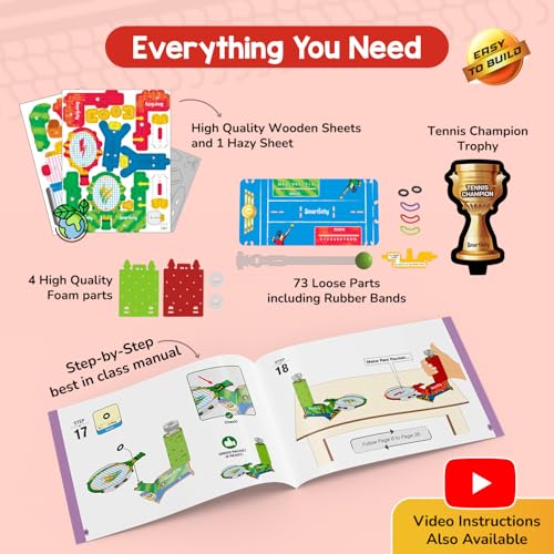 Image of Smartivity DIY Tabletop Tennis Game for Kids Age 6-12 Years | Build a 2-Player Mechanical Tennis Game with Scoreboard | STEM Engineering Toy | Indoor Family Game | Birthday Gift for Boys & Girls