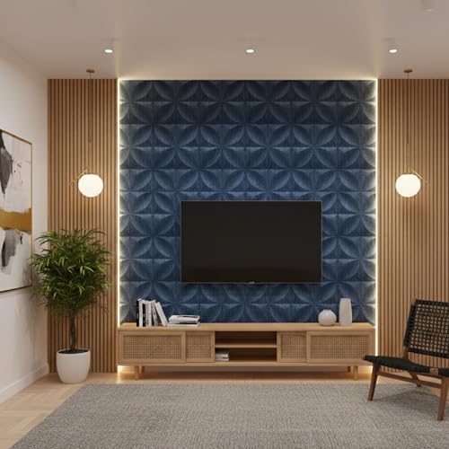 Image of Kayra Decor PVC Panel for Wall Butterfly Design Electric Blue Color 19.7 inch x 19.7 inch (Pack of 40) - Covers 107.80 Sq. Ft.