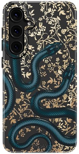 Jolie coque Samsung Galaxy S25 magnétique motif double serpent noir idée cadeau