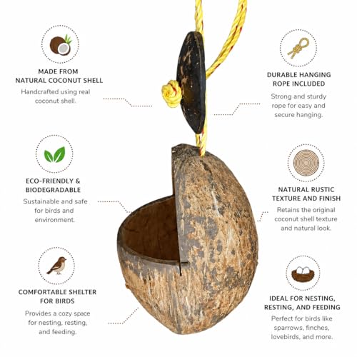 Image of Mithulya Hanging Bird Feeder for Outdoor Garden Brown Color Set of 1 | Bird Feeder