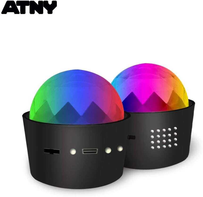 Party Lights - ATNY Portable Disco Ball Strobe Light Disco Lights - 3 Colors Sound Activated Party Lights Ideal for Festival Bar Club Party Wedding Show Home – Up to 6 Hours of continuous Usage