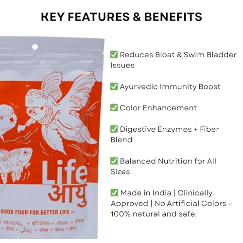 Image of Life AAYU Gold Fish Food | Ayurvedic Soft-Sinking Pellets with Tulsi, Papaya & Paprika | for All Fish Sizes (Medium, 100gms)