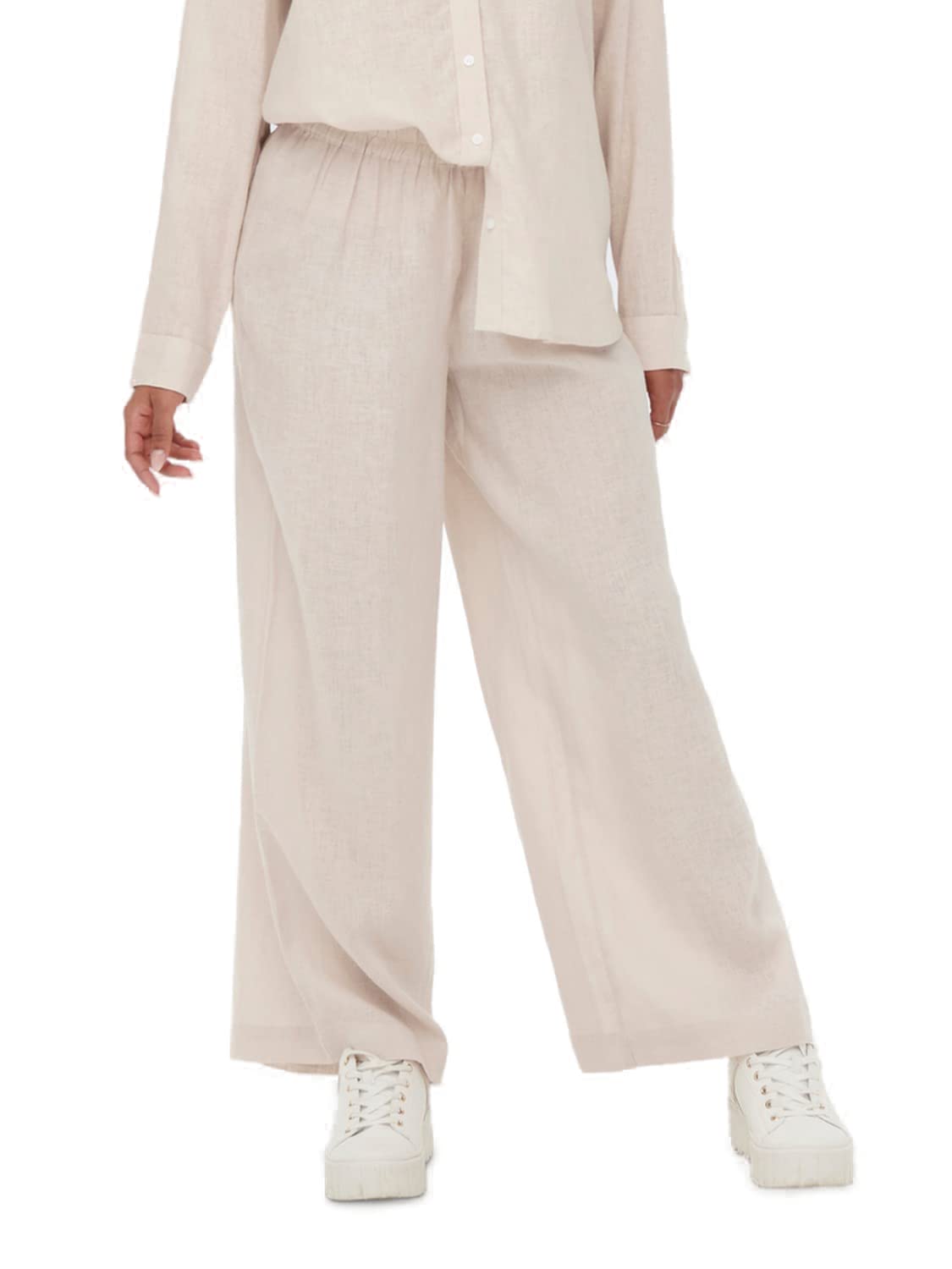 Only Onltokyo Hw Linen Blend St Pant Pnt Noos Pantaloni, Moonbeam, S/32 Da Donna-image