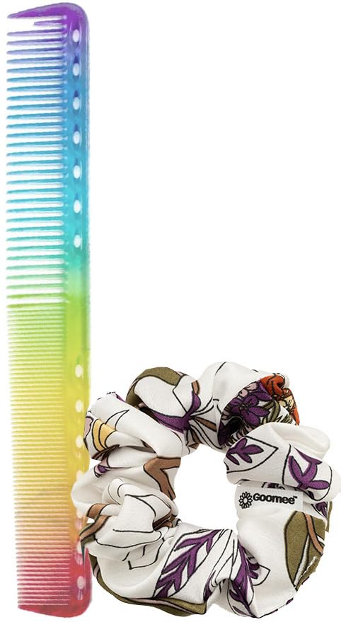 YS Park 339 Rainbow Cutting Comb 7.1" and Goomee Scrunchie (Bundle)