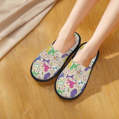 Colorful Poodle Dog Print House Slippers For Women And Men,Soft Slippers With Memory Foam,Non-Slip Indoor Home Shoes4