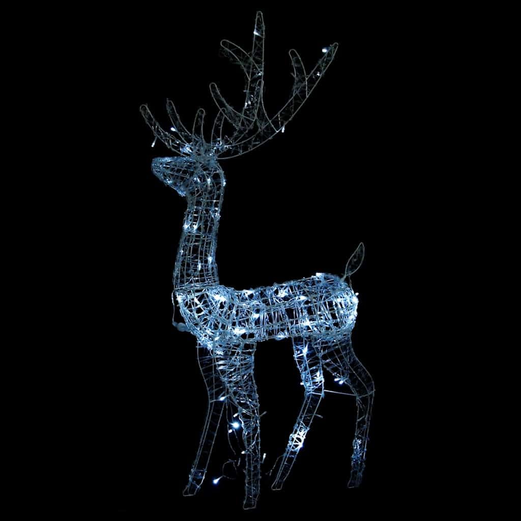 Renifery LED, zestaw 2 sztuk, dekoracja bożonarodzeniowa, akrylowa, 120 cm, zimna biel, do użytku wewnątrz i na zewnątrz, świecące figurki, oświetlenie bożonarodzeniowe