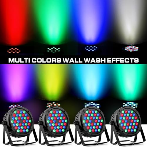 36LED Stage Lights 4 Pack - OPPSK 36W RGB Stage Lighting with Sound Activated Auto Play Remote & DMX Controlled Par Light Uplight for Christmas Wedding Church Holiday Club Party Lighting - Thumbnail 2