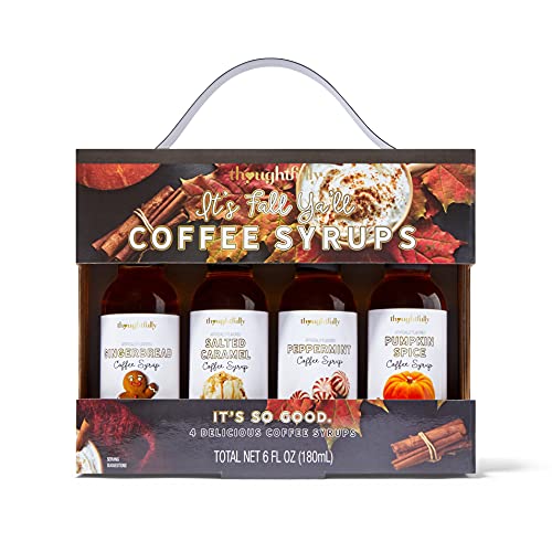 Thoughtfully Gourmet, Siropes para el Café con Temática Otoñal, Incluye los Sabores Pan de Jengibre, Caramelo Salado, Menta y Calabaza Picante, Pack de 4 Cover