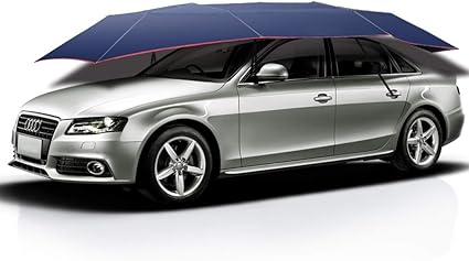 Semi-Automatic Automobile Protection Umbrella, Tent Movable Carport, Folded Car Protection Umbrella Sunproof Sun Shade, Universal(138''X72'')