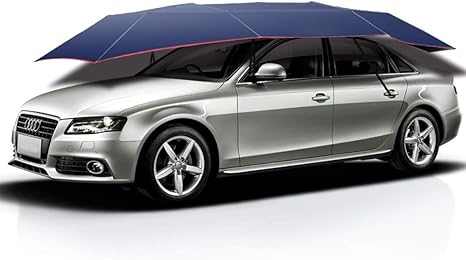 Semi-Automatic Automobile Protection Umbrella, Tent Movable Carport, Folded Car Protection Umbrella Sunproof Sun Shade, Universal(138''X72'')