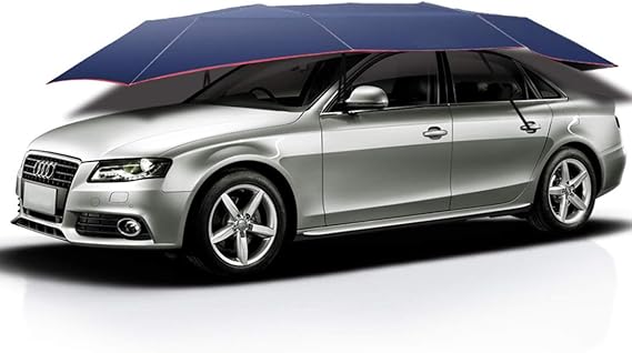 Semi-Automatic Automobile Protection Umbrella, Tent Movable Carport, Folded Car Protection Umbrella Sunproof Sun Shade, Universal(138''X72'')