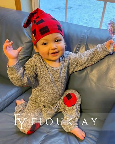 Newborn Baby Boys Girls Buffalo Plaid Christmas Outfits Romper Infant One Piece Christmas Clothes Jumpsuit with Hat3